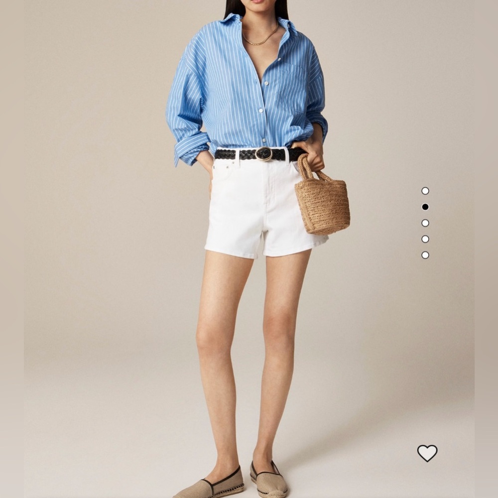 J Crew high rise white denim shorts
